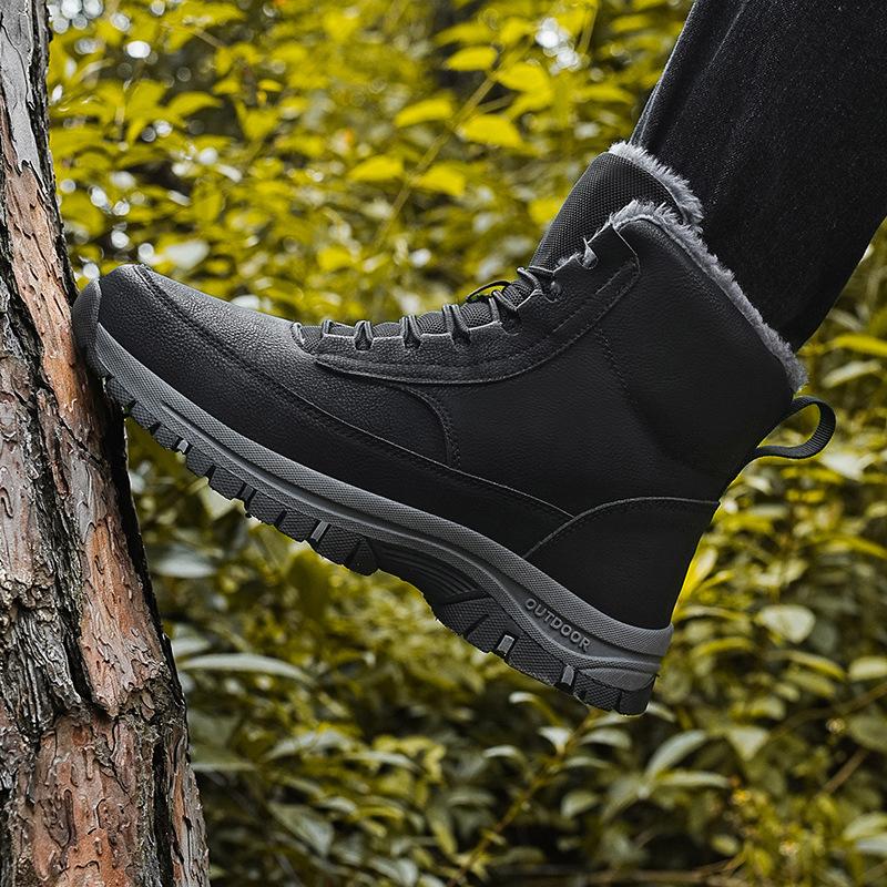 Fashion Men Winter Snow Boots Waterproof Leather Sneakers Super Warm Men's Boots Outdoor Male Hiking Boots Work Shoes 2025 New