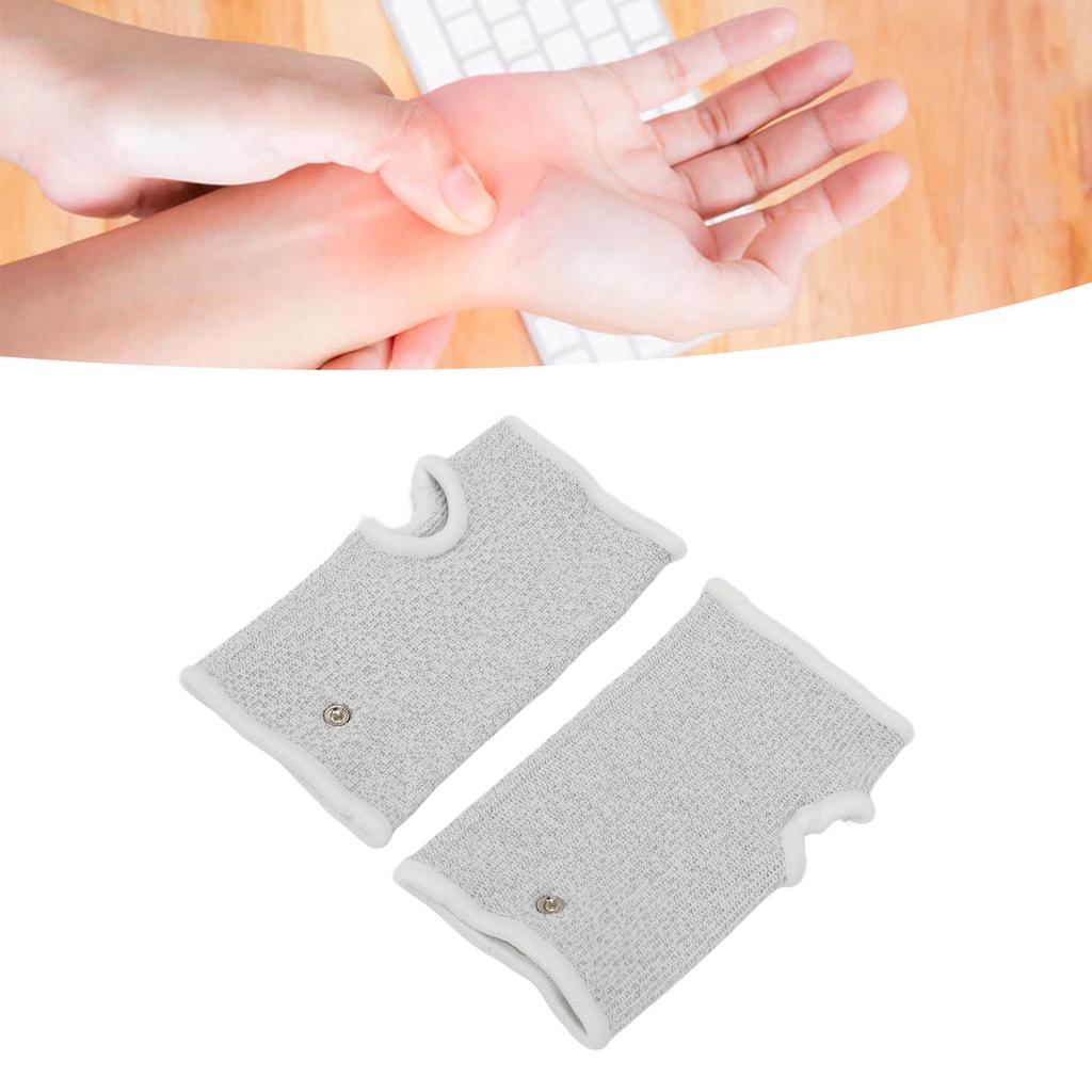 1 Pair Electrode Massage Wrist Guard Silver Fiber Breathable Conductive Electrode Massage Wristband for Treatment