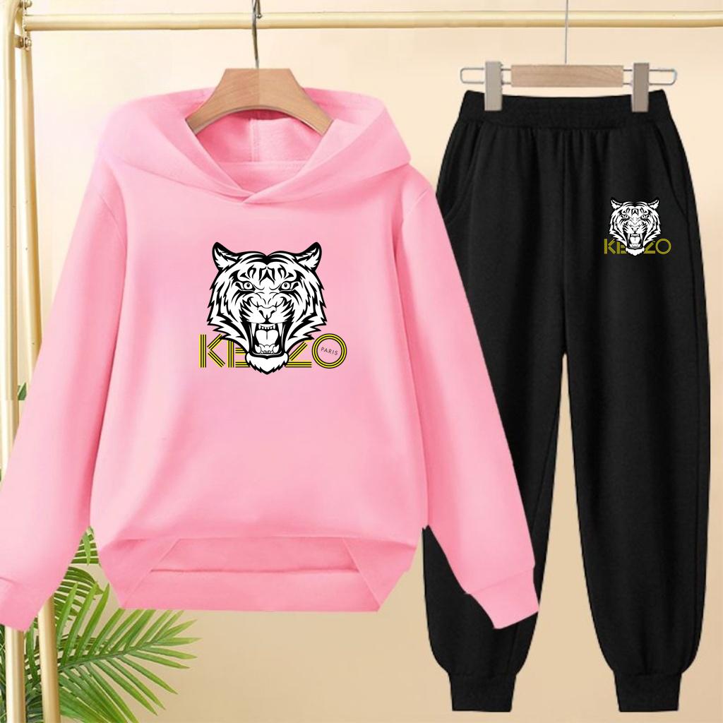 Children's 3-12Yrs Tiger print Pullover Hoodie Boys Girls Toddler Sweatshirt+Trousers Casual Fashion Charming Sports Jogging Set