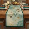 Floral Pattern Moon Star Table Runner Washable Eid Mubarak Table Runner  Home Decor