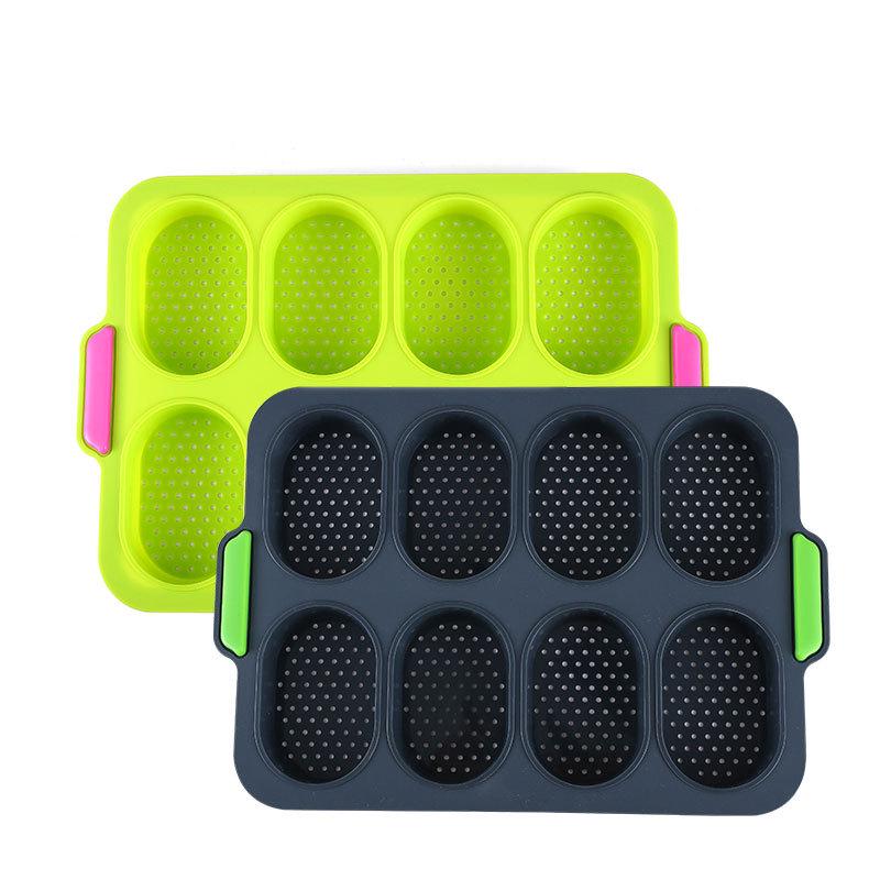 Oval 8-Grid Non-Stick Silicone Cake Mold for Home Baking