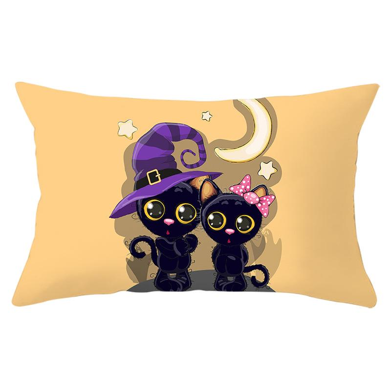 Halloween Cartoon Print Series Peach Skin Waist Pillow Cover Sofa Cushion Cover
