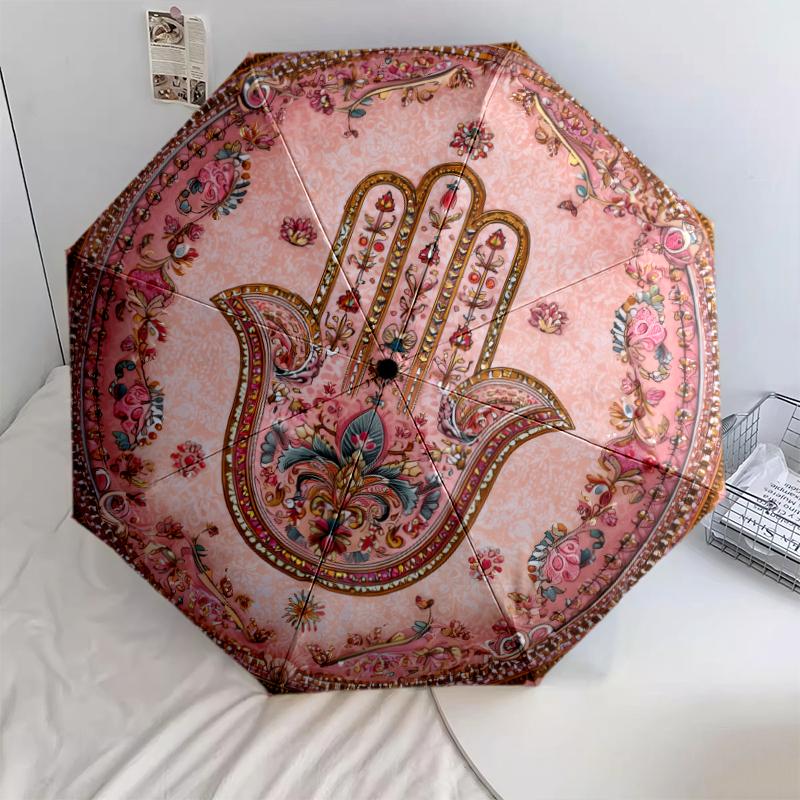 

Egyptian Elements pattern, automatic folding umbrella, portable and foldable design, 8 ribs, a Christmas or birthday gift.