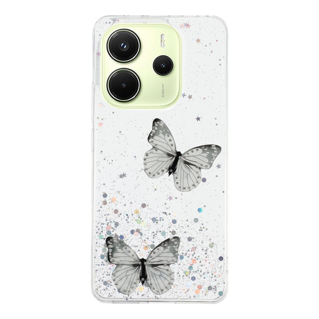 For Xiaomi Redmi Note 14 4G (163.25mm) Case Epoxy PVC Butterfly TPU Aesthetics Phone Cover