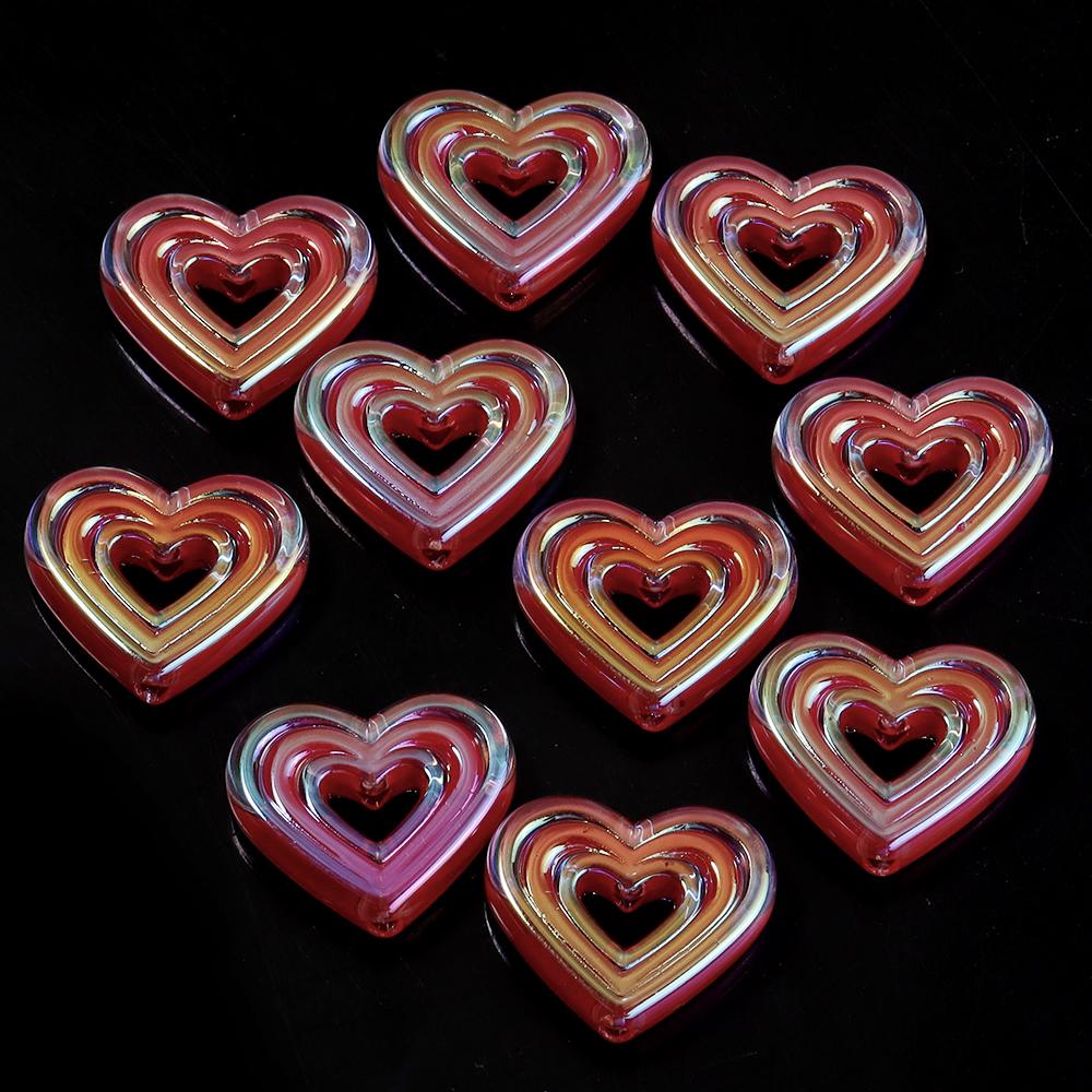 10pcs Colored Heart Shaped Beads Acrylic Hollow Beads Spacer Bead For DIY Handmade Charms Bracelet Keychains Jewelry Accessories