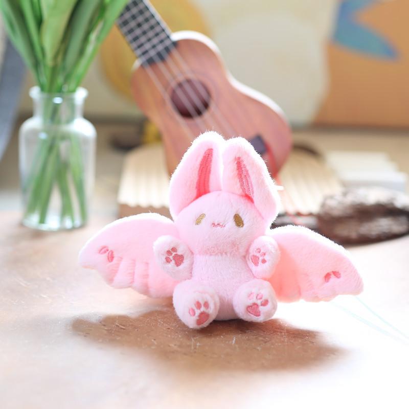 Adorable Pink Bat Bunny Plush Toy Cute Rabbit Stuffed Animal With Soft Fur