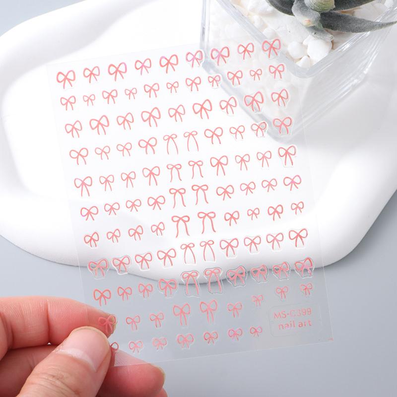 Błyszcząca biała wstążka kokarda naklejki na paznokcie 3D Nail Art Design dekoracje naklejki wstążka kokarda diy manicure naklejki