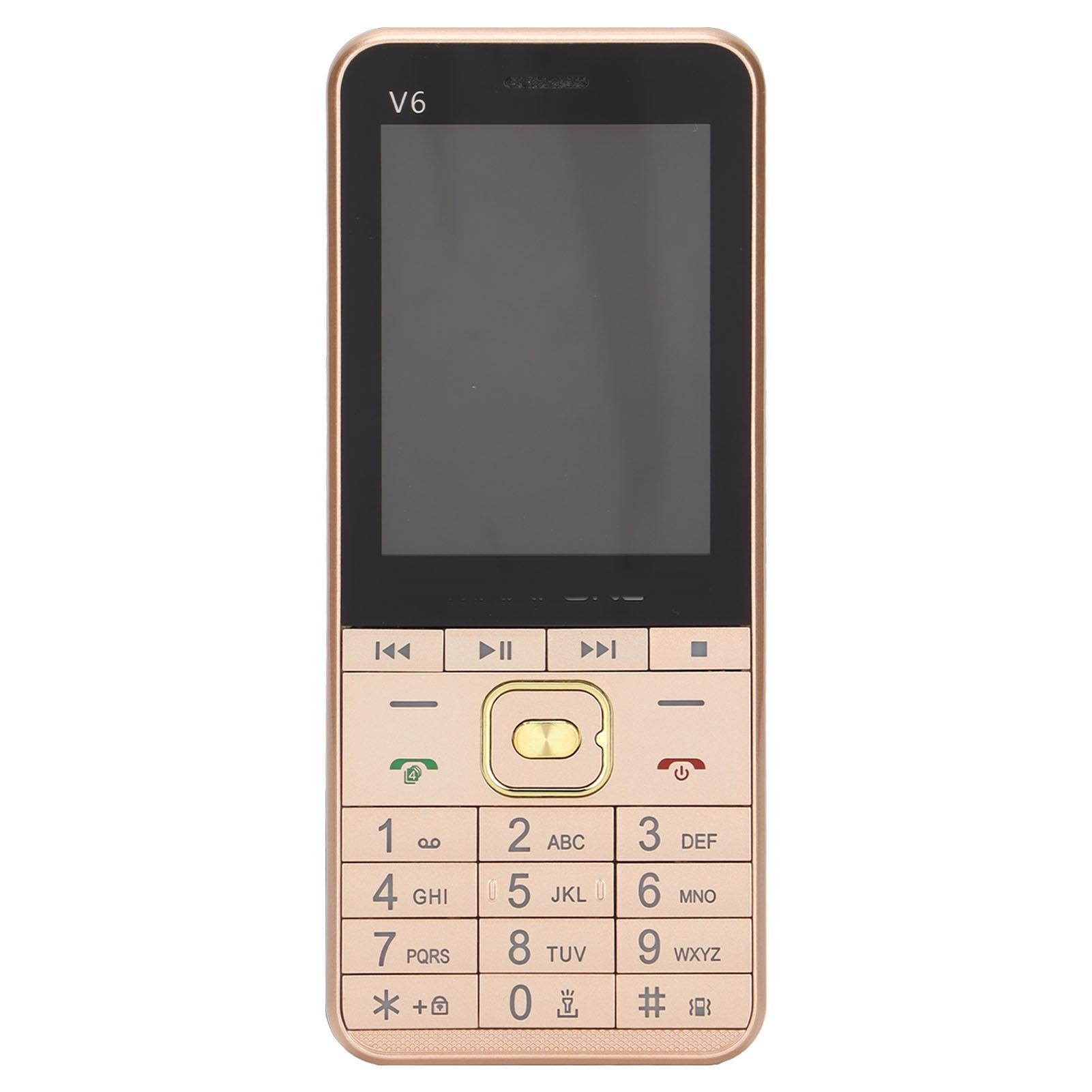 

V6 2G разблокированный кнопочный мобильный телефон для пожилых людей 2,8 дюйма HD экран четыре карты четыре режима ожидания сотовый телефон для UK Plug золотой