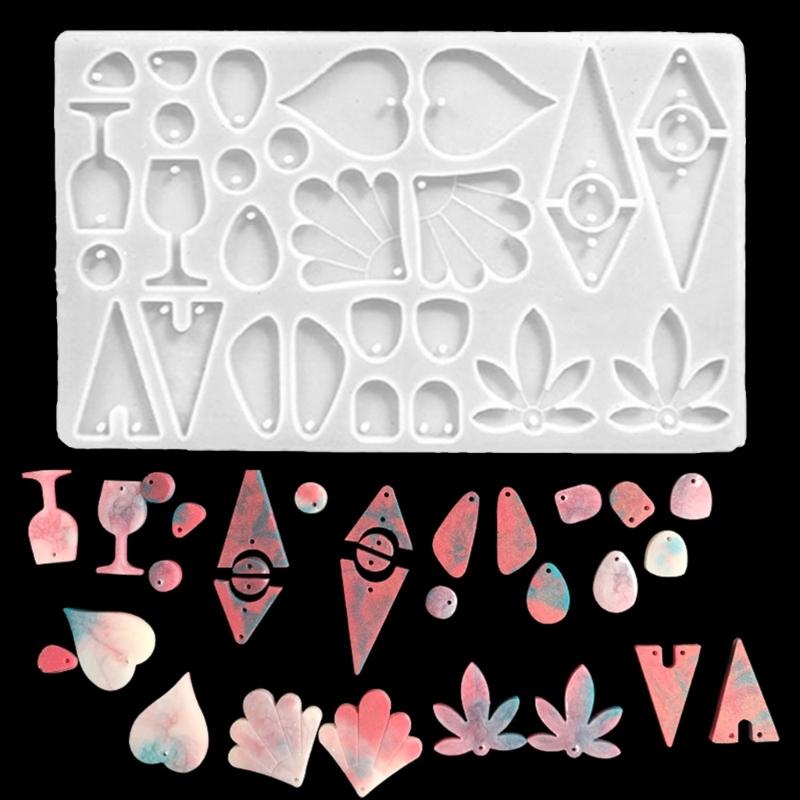Maple Leaf Heart Geometry Earrings Mould Earring Pendant Silicone Mold Jewellery Making Keychain Epoxy Casting Mold