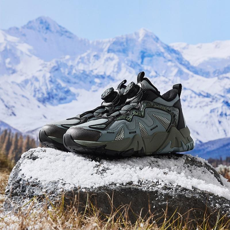 Anta Kids Trendy Fashion Thickened Warm Non-Slip Durable Lightweight Shock Absorbing Mid-Top Casual Shoes Kids Casual Shoes Black Gray A12446917-6