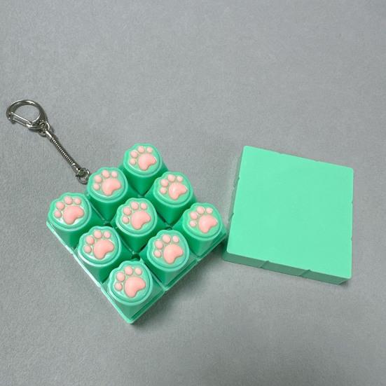 Yousheng 9-Keys Fidget Keyboard Toy Stress Anxiety Relief Cat Paw Keyboard Finger Clicker Keychain Portable Decompression Button Sensory Toy