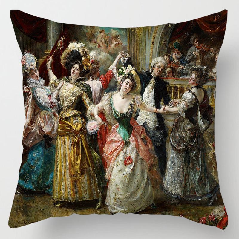 European Court Figures Throw Pillow Cover With Short Plush Print For Living Room Sofa Decoration Cushion Cover Pillow Covers