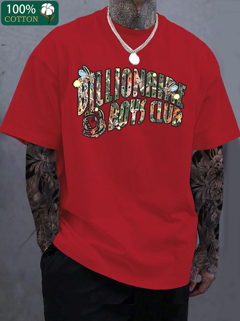 Creative and fashionable letter printing fine cotton Tshirts mens fashionable and casual round neck Tshirts