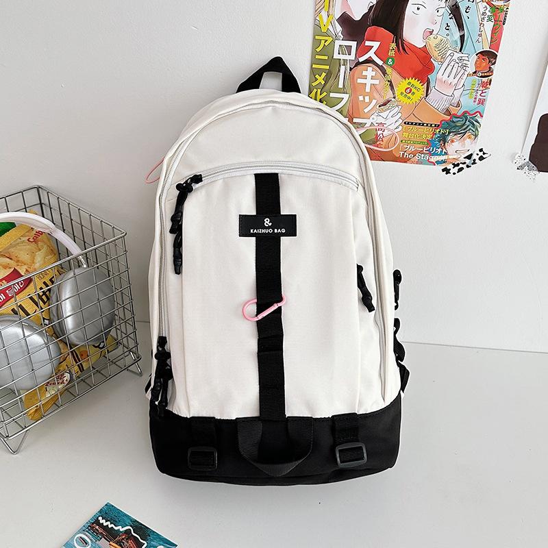 School bag Student backpack Women's campus new large-capacity casual contrasting backpack High school student travel schoolbag