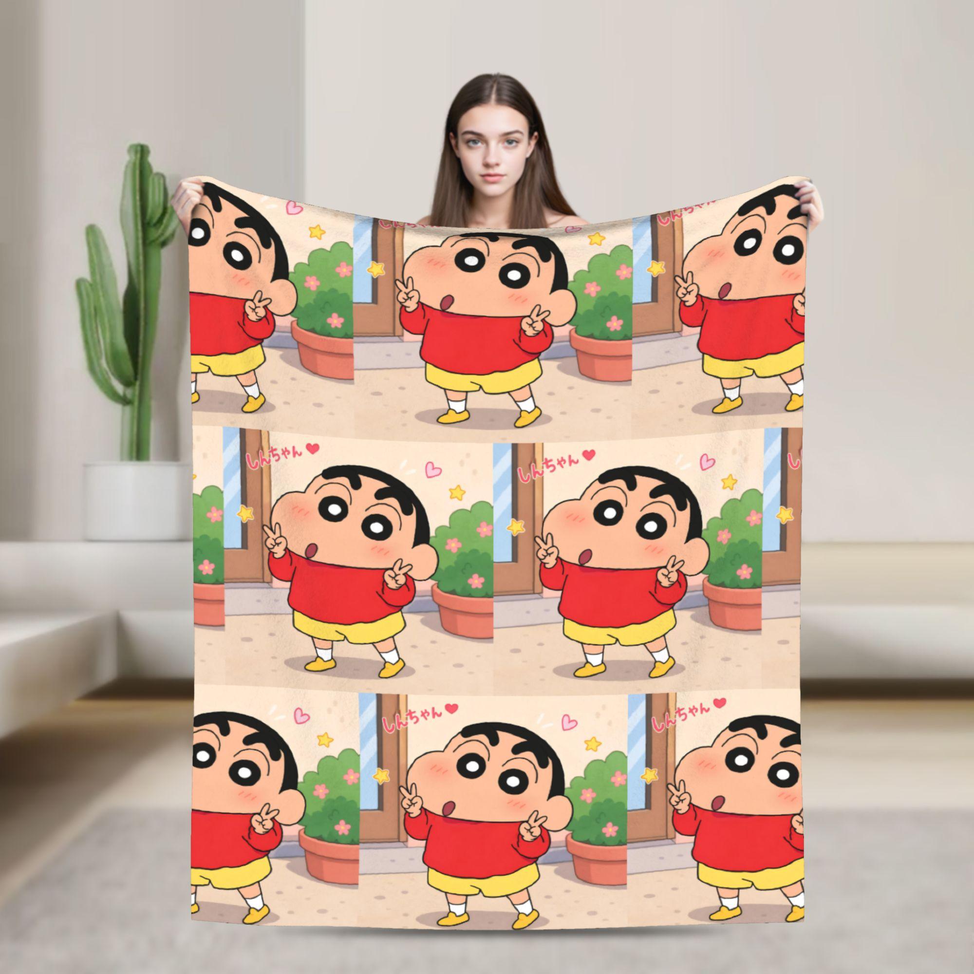 Crayons Shin Chans Anime Blankets Coral Fleece Plush Winter Breathable Thin Throw Blanket for Bedding Office Plush Thin Quilt 75X95CM