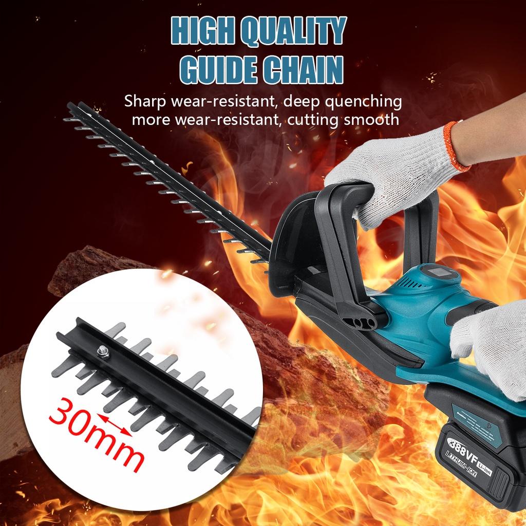 1500W 388VF Cordless Hedge Trimmer Electric Hedge Trimmer Cordless Battery Pruner Trimmer for Grass Garden Tool for Mak