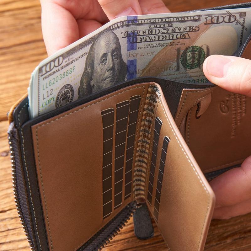 High Quality Men's Wallet Nubuck Leather Blocking Multi Luxury Designer Money Clip Card Holder Slot 3 FoldPurse