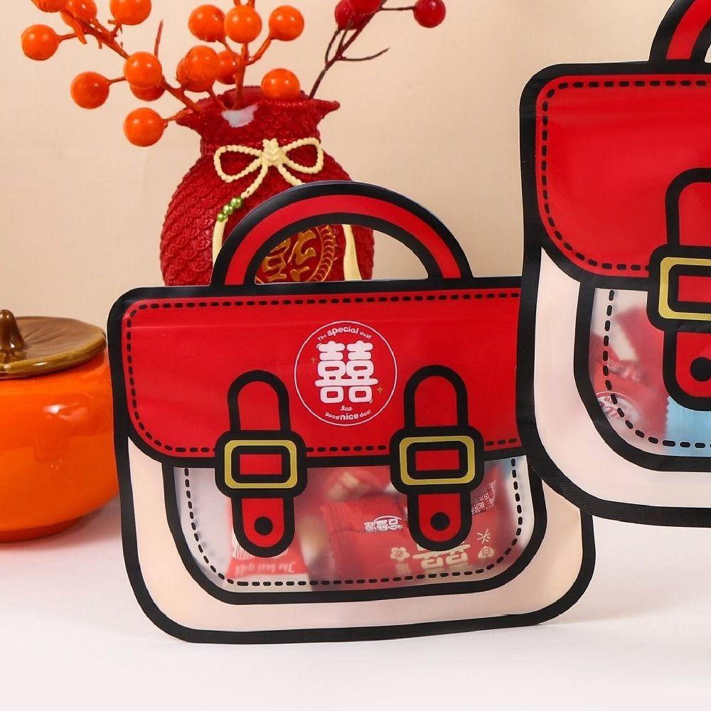 10pcs Cute Wedding Zipper Bag Plastic Candy Bag School Bags Shape Gift Bag  Holiday Party Decor