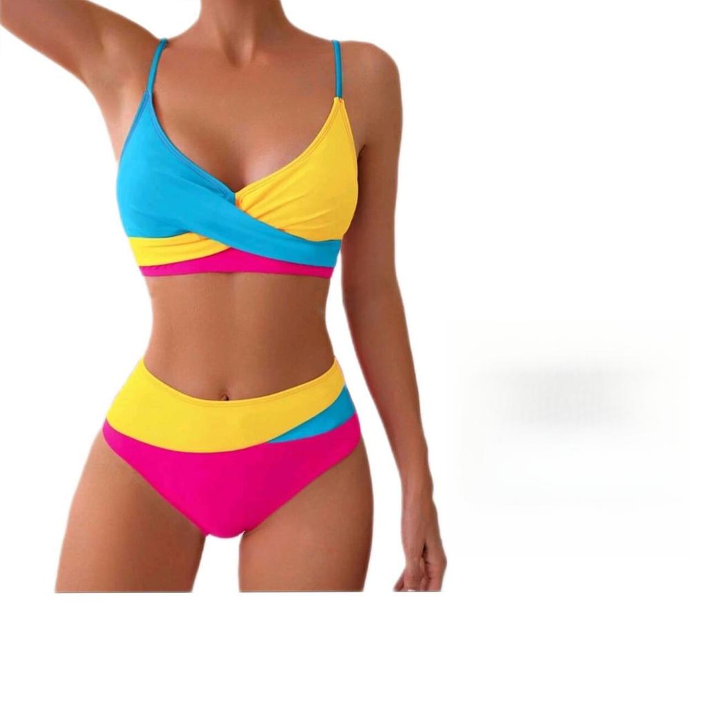 Nuevo Bikini de Una Pieza para Mujer Ropa de Baño Deportiva Espalda Descubierta Estampado Traje de Baño Patchwork Ropa de Playa