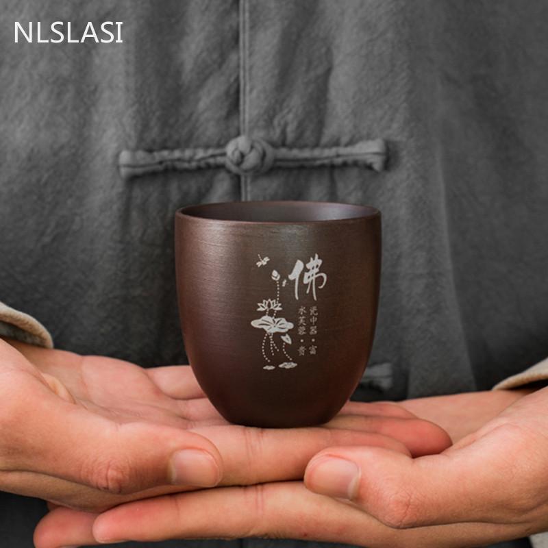2 Pcs/set Yixing Purple Clay Teacup Coffee Cup Oolong Tea Handmade Boutique Tea Bowl Master Teacup Portable Personal Single Cup