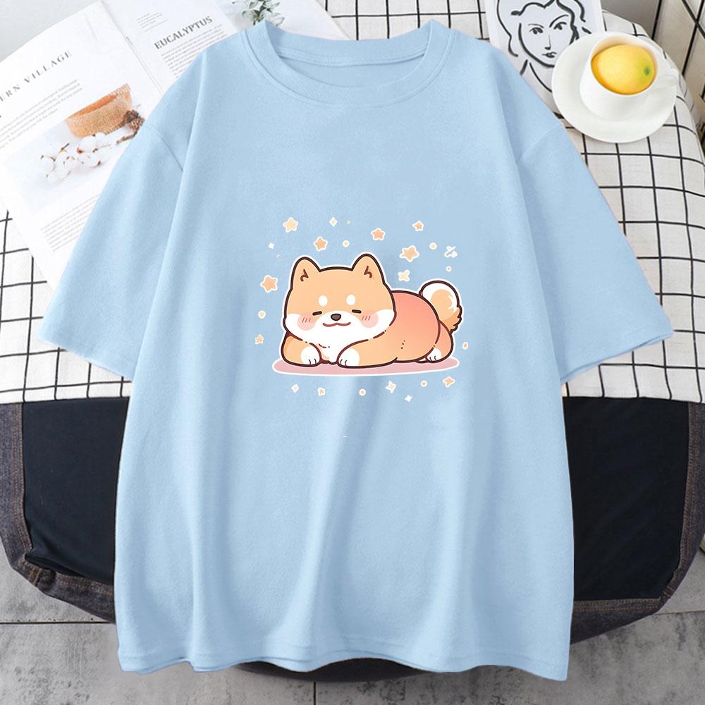 Shiba Inu Dog Print Tee Summer Men/Women O-Neck T-shirt Casual Cotton Short Sleeve Pullover Fashion Streetwear High Quality Clothes