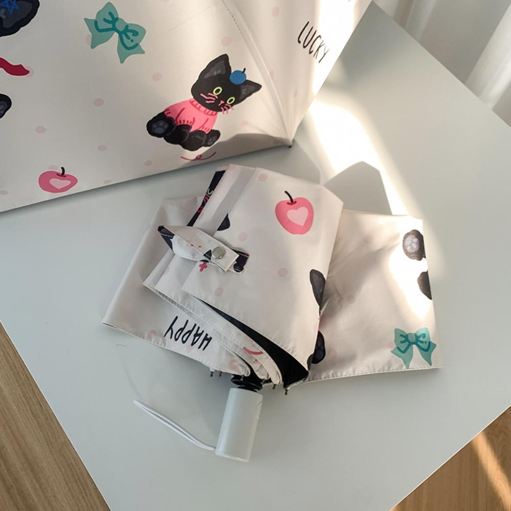 Cartoon Cat Pattern Folding Umbrella Anti UV Portable Rain Umbrella Sunshade Umbrella  Outdoor