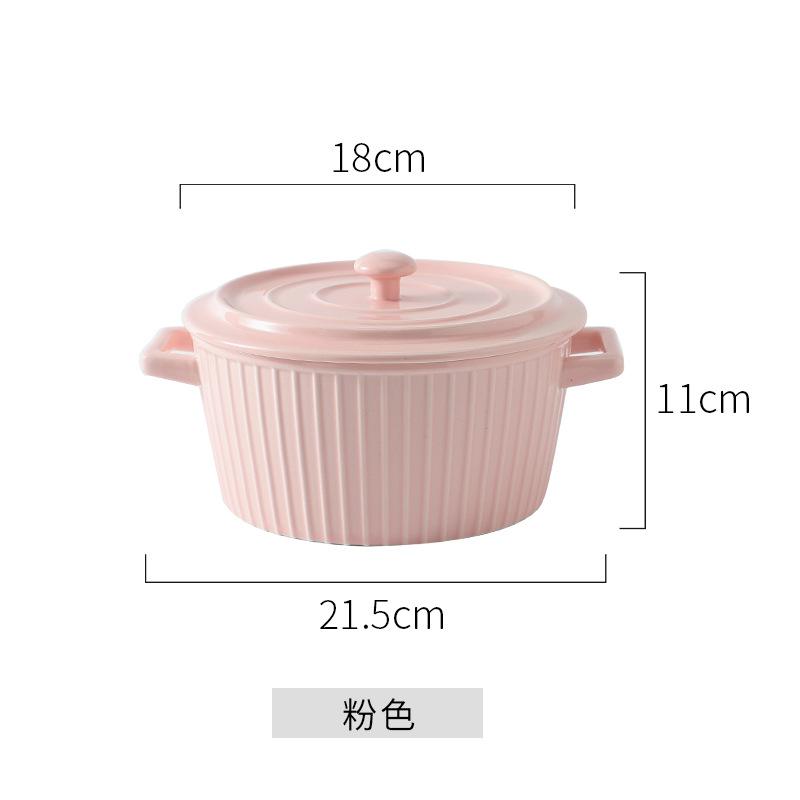 Direct Supply European Binaural Soup Bowl With Lid Large Student Instant Noodle Bowl Ceramic Large Bowl Soup Bowl Household Noodle Bowl