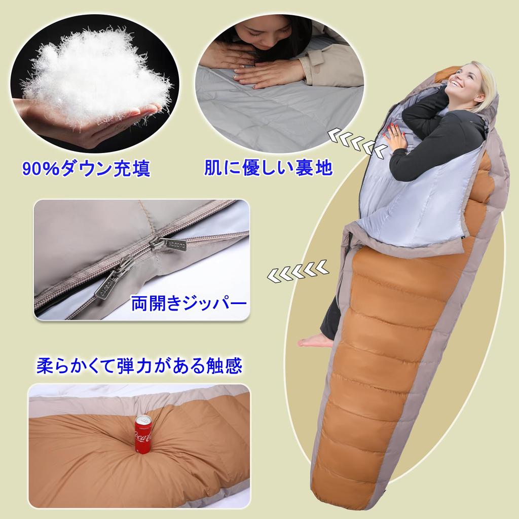 Down Sleeping Bag for Mummy Premium Water Earthquake Evacuation Sleeping Cold Resistant Temperature Sleeping in Disaster Storage Bag Included [YOGOTO]