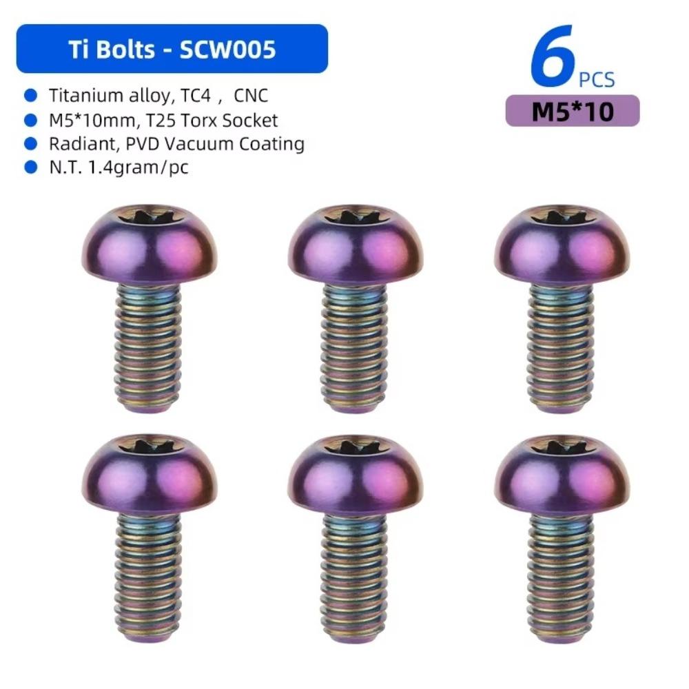 M5x10 Titanium Bolt T25 Torx Ultralight Weight Bicycle Braking Disc Screws TC4 Titanium High Tensile Fastener