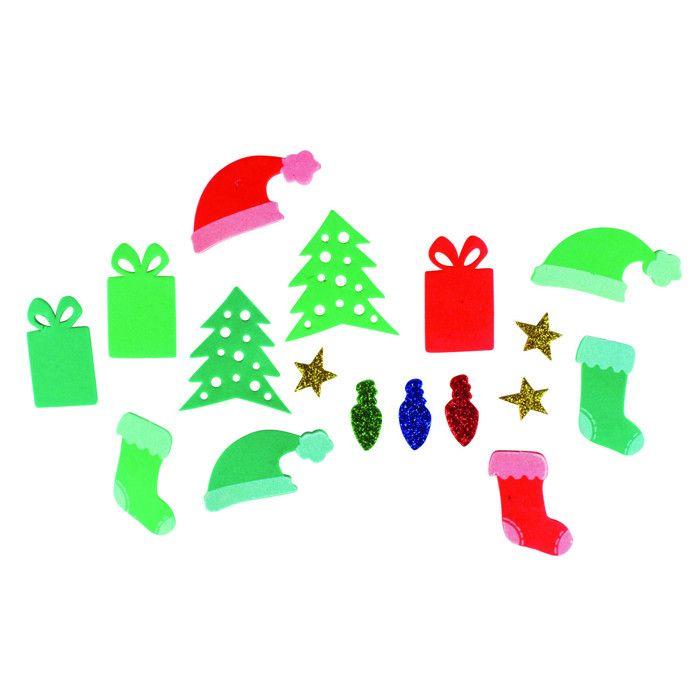 Stickers en mousse Noel 1,5 à 4,5cm 74 pièces