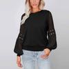 Women's Color Fashion Long Sleeve Round Neck Pullover Top Temperament Versatile Sleeve T-Shirt