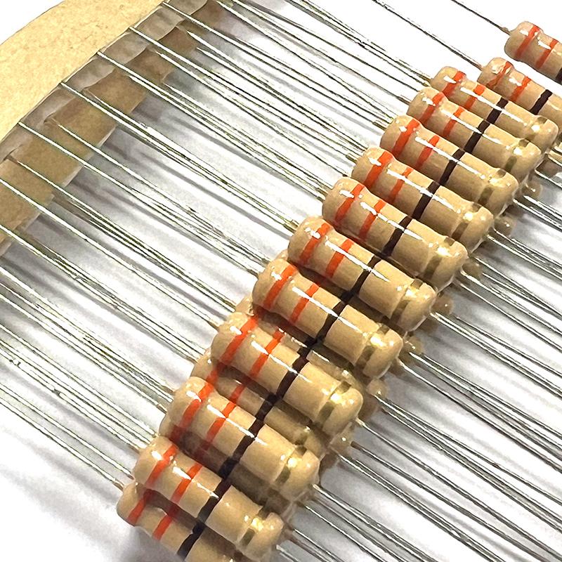 20pcs 1W Carbon Film Resistor 3.3 3.6 3.9 33 36 39 330 360 390 Ohm R K 5% Resistance 3R3 3R6 3R9 3.3K 33K 39K 0.1R-3M