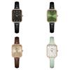 Womens Minimalist Square Quartz Watch With Leather Strap For Casual Office Wear