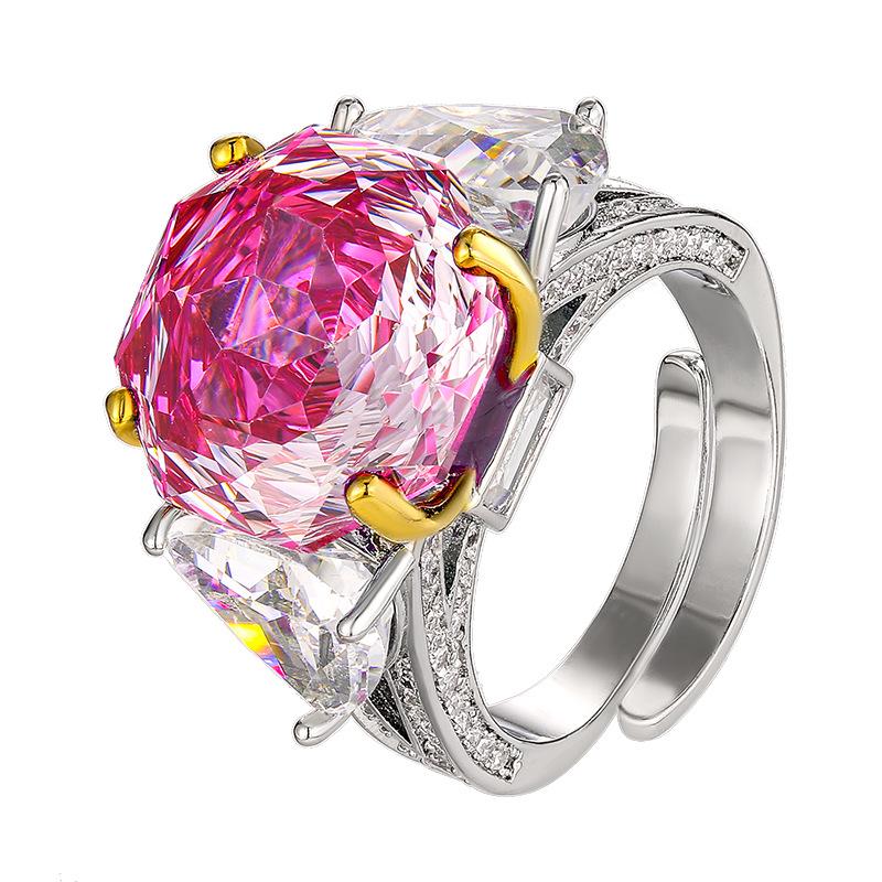 Product Jewelry Copper Bottom Gold-Plated Imitation Rose Cut Gradual Change Color Light Luxury Ring Women 14 * 14