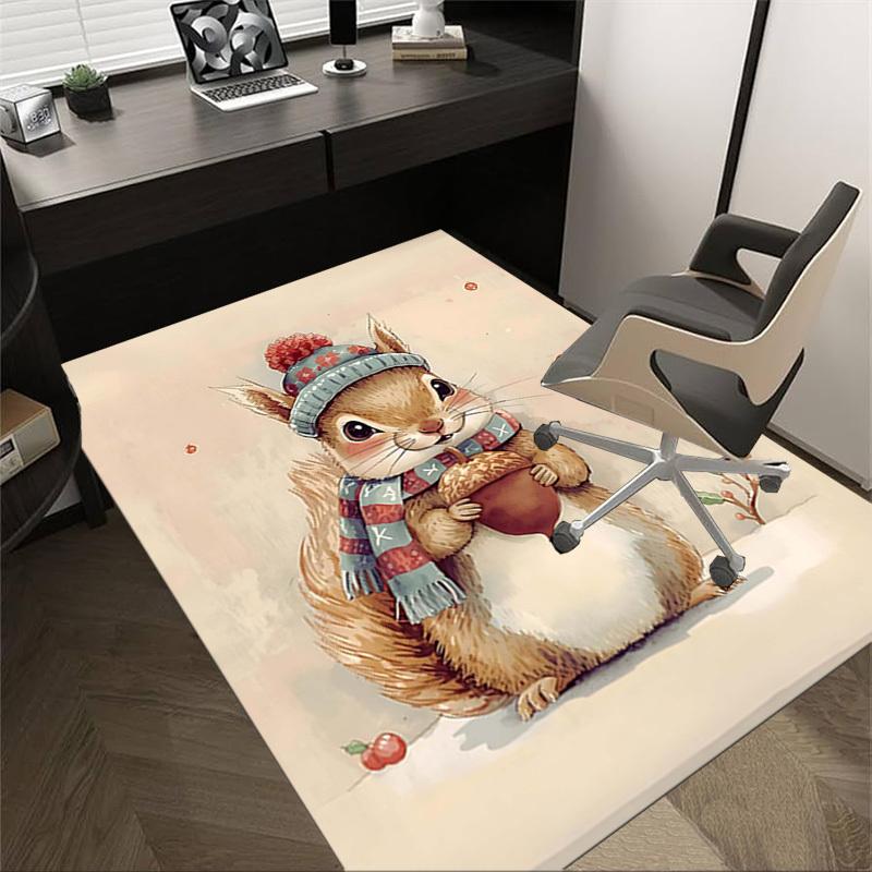 1PC squirrel winter Extra Large Non Slip Floor carpet, Office, family, bedroom, Studio   Large Area Rug Indoor Rugs, , Vibrant Colors