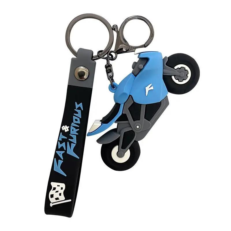 Car Keychain Motorcycle Style Keyring Bag Backpack Charm Car Hanging Pendant Motor Racing Boys Girls Gift Keychain Accessories