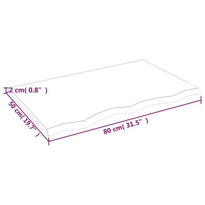 VidaXL Dessus de table marron clair 80x50x2 cm bois chêne traité 3156356