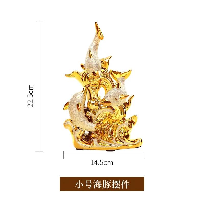 

1 керамический дельфин орнамент гостиная золотой винный шкаф рабочий стол креативное украшение для дома ремесла декор комнаты модель животного