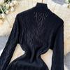 Autumn Winter Women Elegant V-neck Knitted Sweater Twist Pullover Dresses