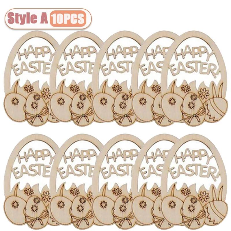 

10-40PCS Easter Wooden Eggs with Hemp Rope Holiday Party Decorations DIY Craft Kits for Kids Home Wall Hanging Wooden Ornaments As Shown