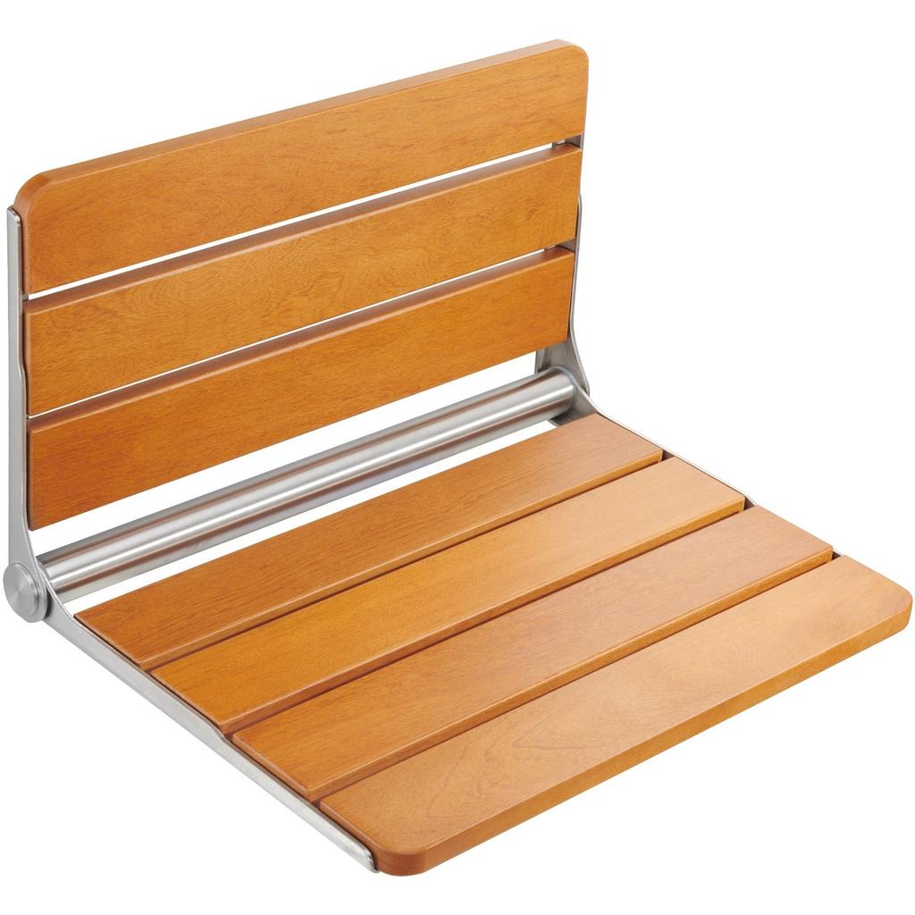 Folding Teak Shower Seat 20.9'' X 16'' Wall Mounted Shower Bench 500 Lbs