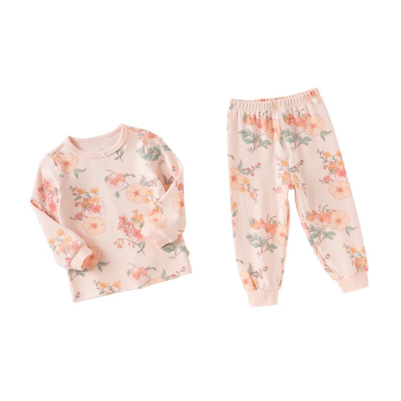 DAVE & BELLA Girls' Floral Print Long-Sleeved Pajama Set