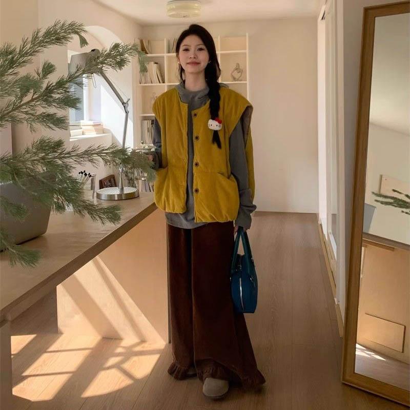 Vest for Women Cotton Winter Sleeveless Tops Vest Oversize Thickened Down Casual V-neck Vest
