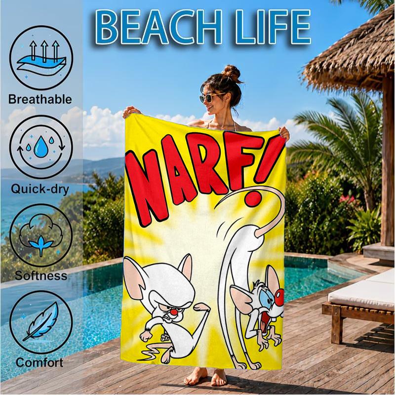 Pinky Brain Adventure Beach Towel, Microfiber Beach Towel, Perfect For Pool, Beach, Travel, Home Decor Beach Party Fan Gifts