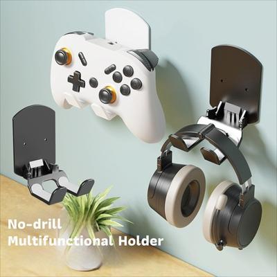 Quality No-Drill Earphone Hanging Rack Plastic with Earphone Holder Earphone Bracket Foldable Wall-Mounted Headset Rack Holder