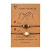 2pcs/set New Friendship DIY Bracelet For Couples Volcanic stone Charm Bead Bangles Women Man Lucky Wish Card Jewelry