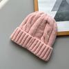 Korea autumn and winter simple coarse needle twisted warm knitted hat women's versatile ear protection wool hat