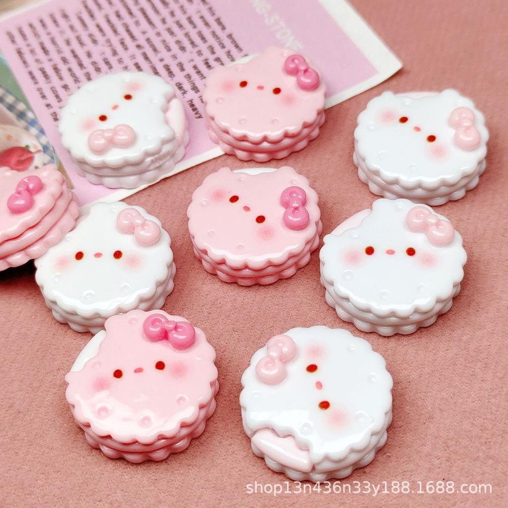 10 Pcs New Kawaii Cartoon Bright Surface Cat Clamp Heart Cookies Resin Scrapbook Diy Jewelry Party Hairpin Accessories A23
