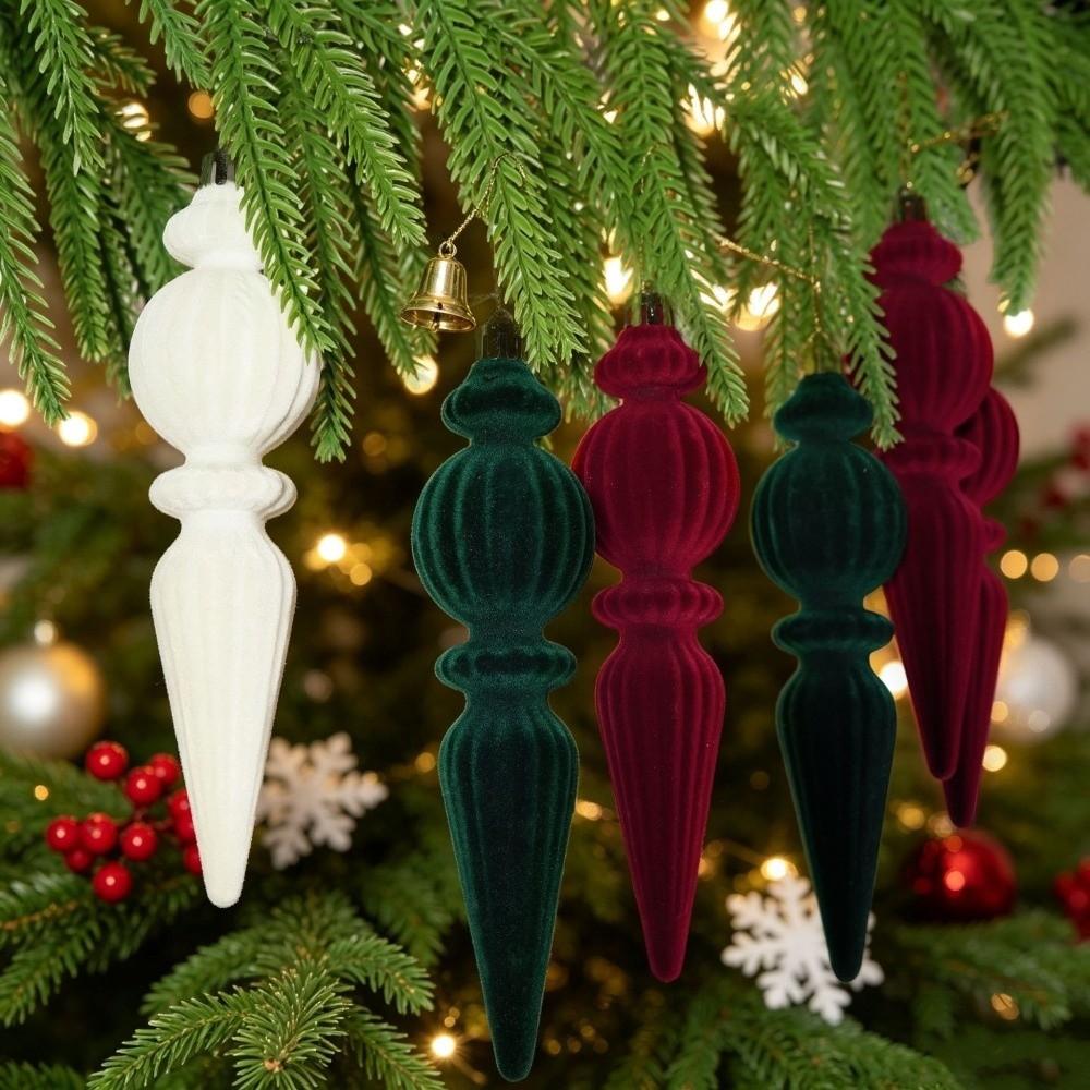 6pcs/Box Velvet Ball Christmas Tree Ornament Plastic Cone Ornaments New Year Decor
