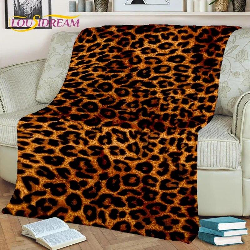 3D Wild Sexy Leopard Stripe Print Blanket,Soft Throw Blanket for Home Bedroom Bed Sofa Picnic Travel Office Cover Blanket Kids